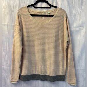 Joie Cream and Gray Scoop Neck Sweater
